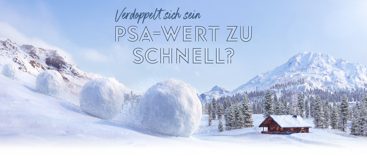 A snowball is doubling and turning into an avalanche threatening a ski hut.