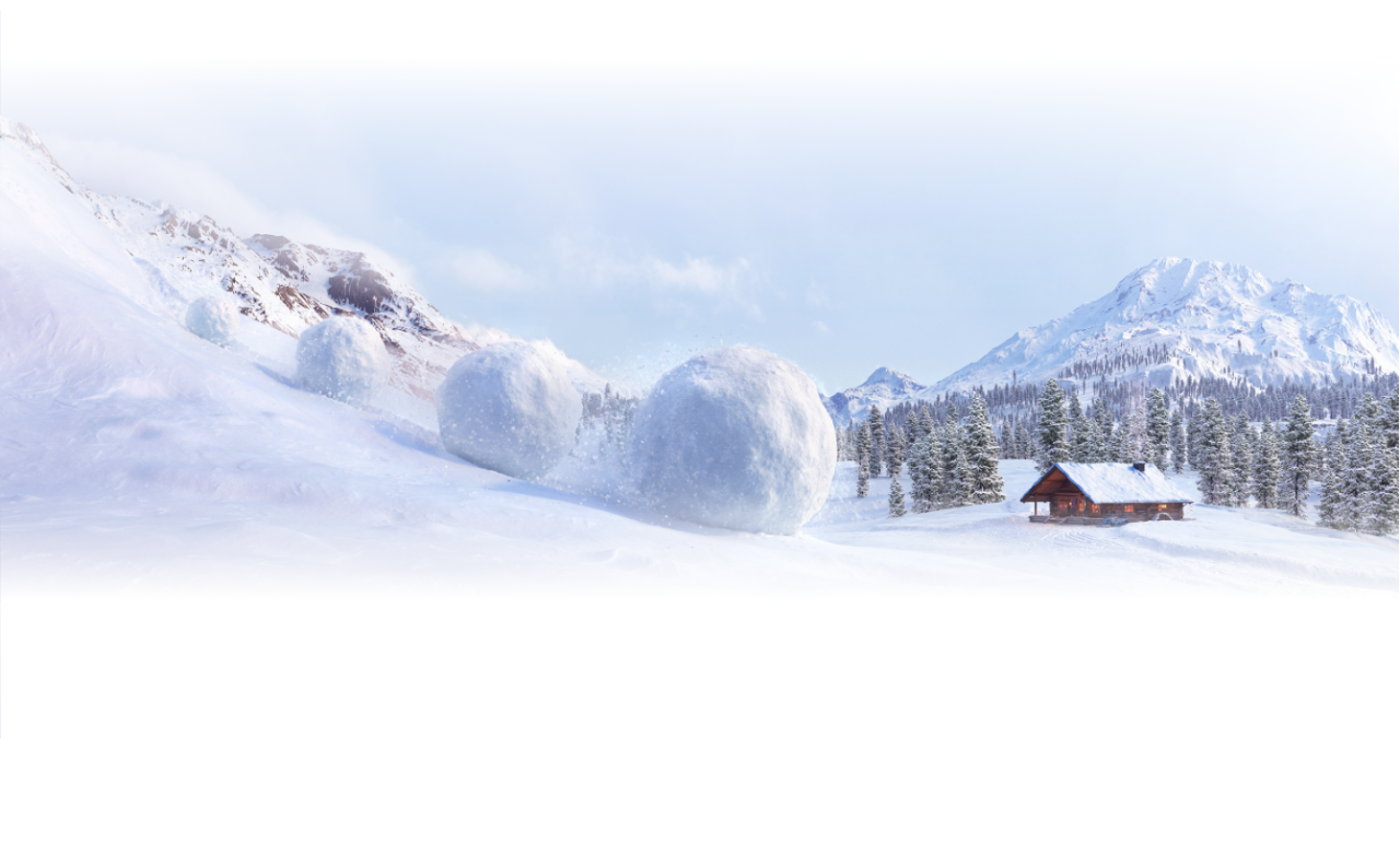 Snowballs rolling down a hill growing in size representing rapid PSA doubling time